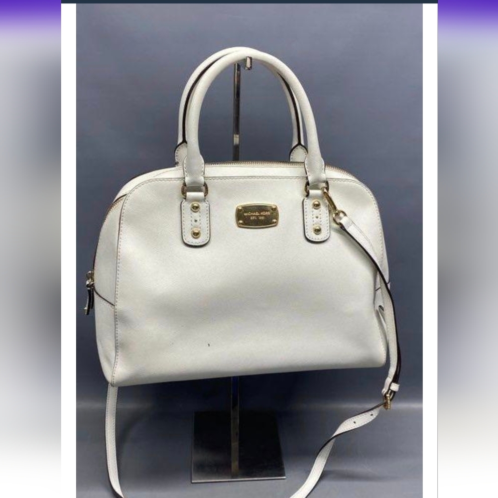 MICHAEL KORS Leather Satchel Handbag White